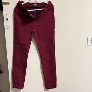 United Colors Of Benetton Women's Dark Red Skinny Jeans